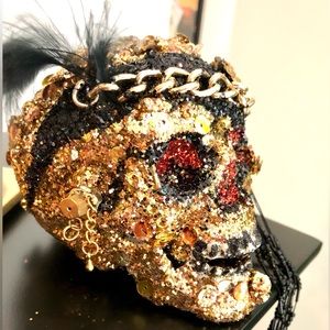 Skull Halloween Pirate 1 of A kind artisan uniquely encrusted & Embellish skull